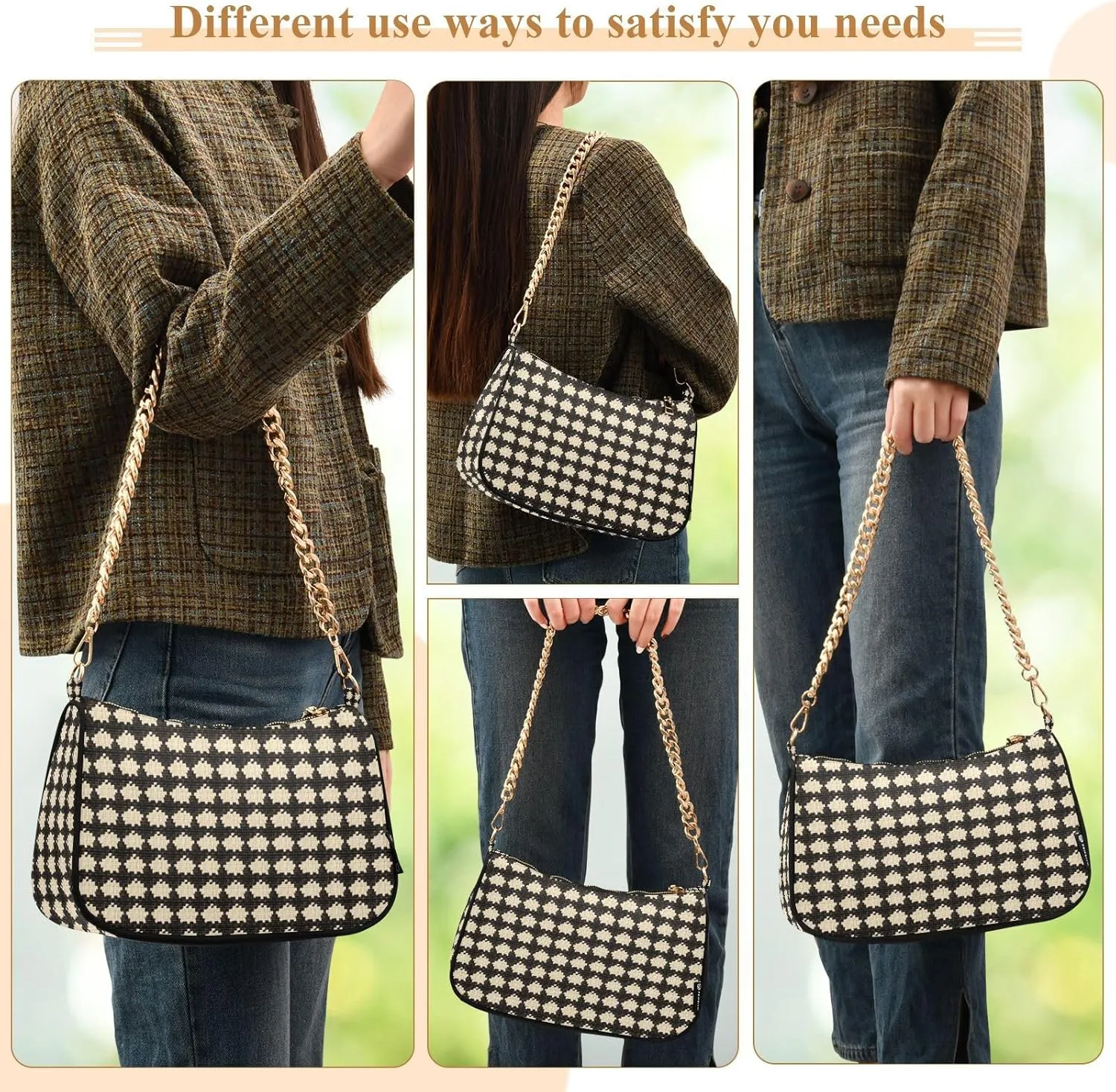 Womens Shoulder Bag Crossbody Purse Hobo Handbag for Ladies Gold Chain