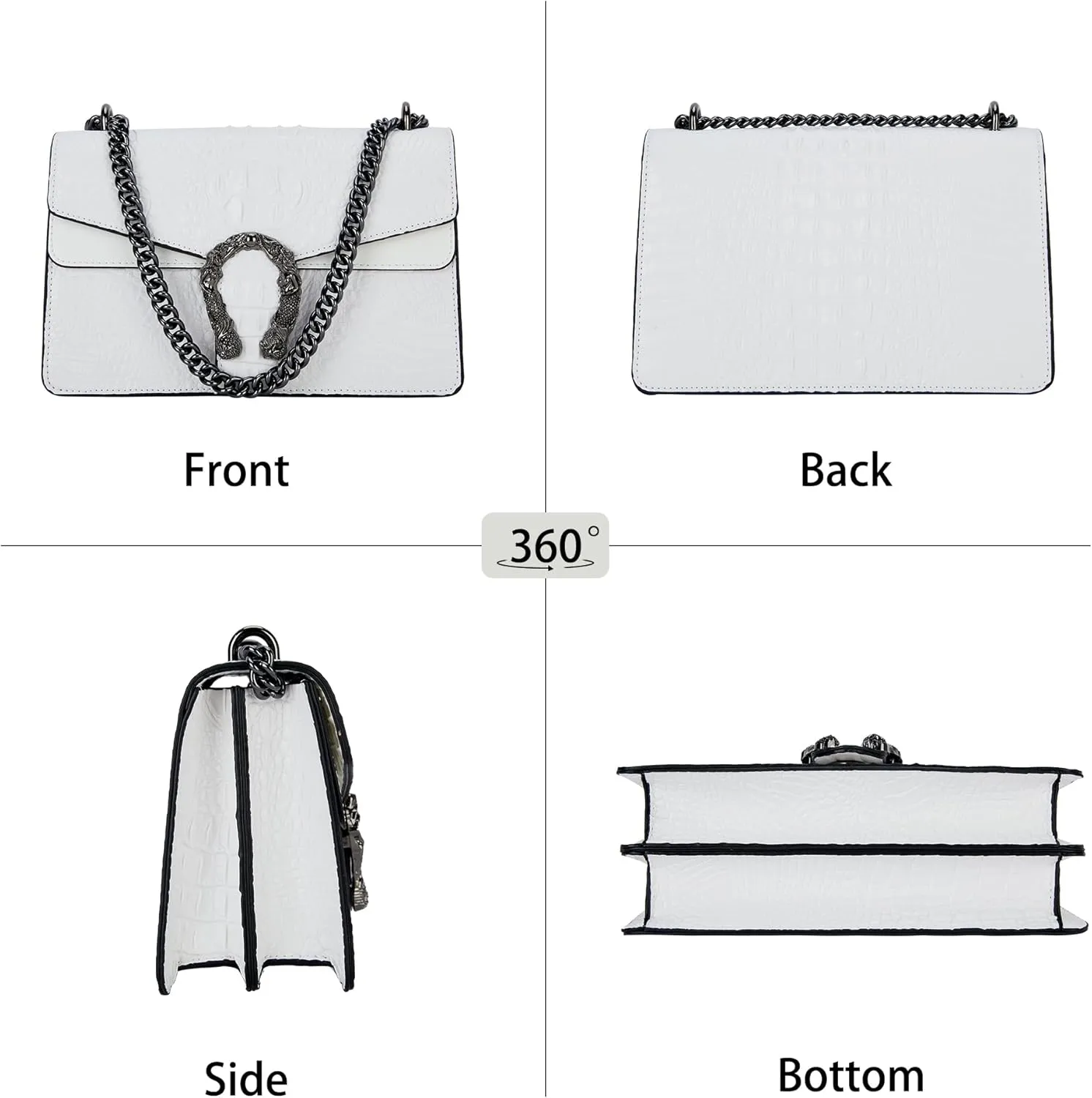 Women's Snake Print Crossbody Shoulder Bag PU Leather Satchel Chain Purse Evening Clutch Handbag