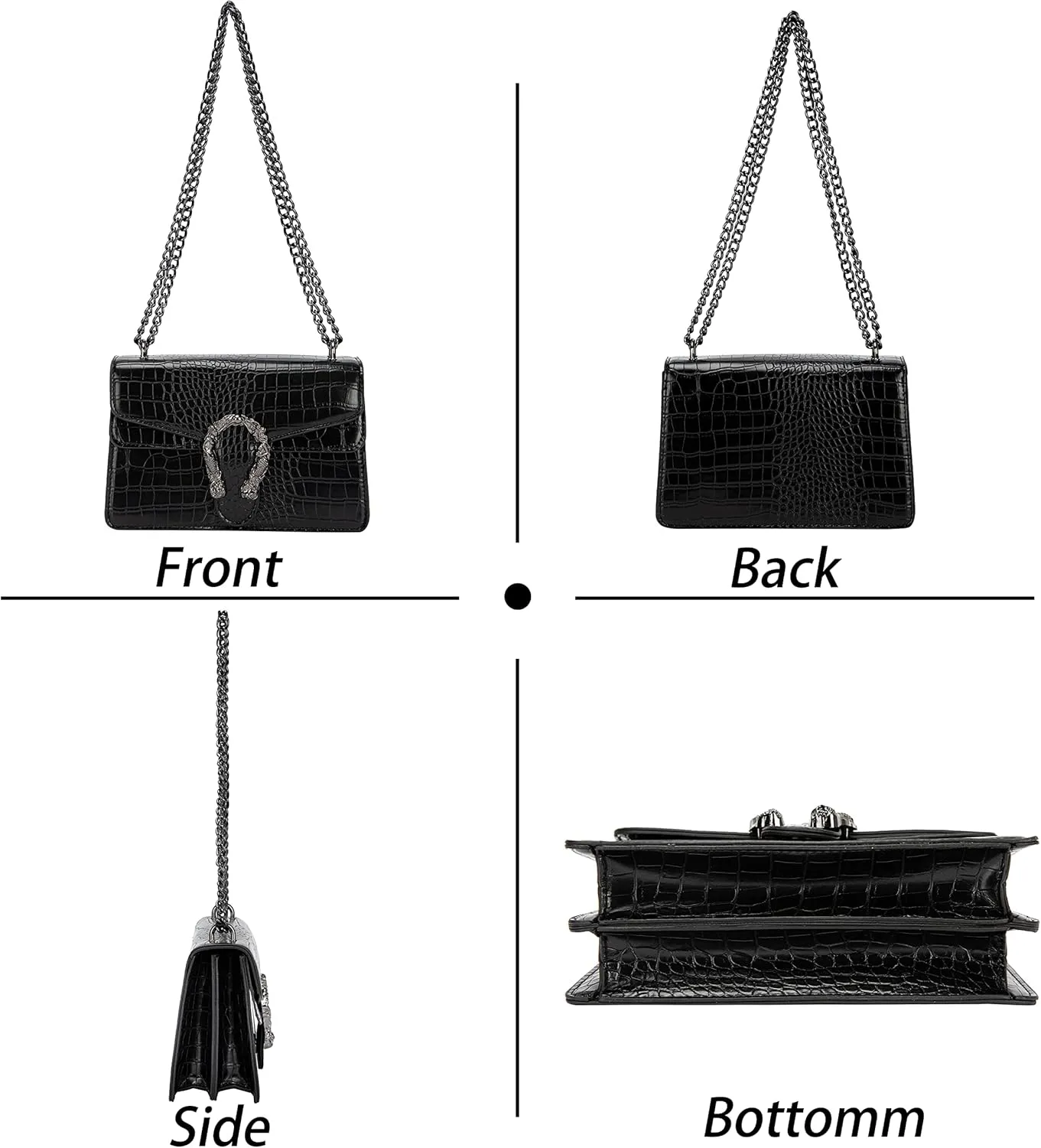 Women's Snake Print Crossbody Shoulder Bag PU Leather Satchel Chain Purse Evening Clutch Handbag