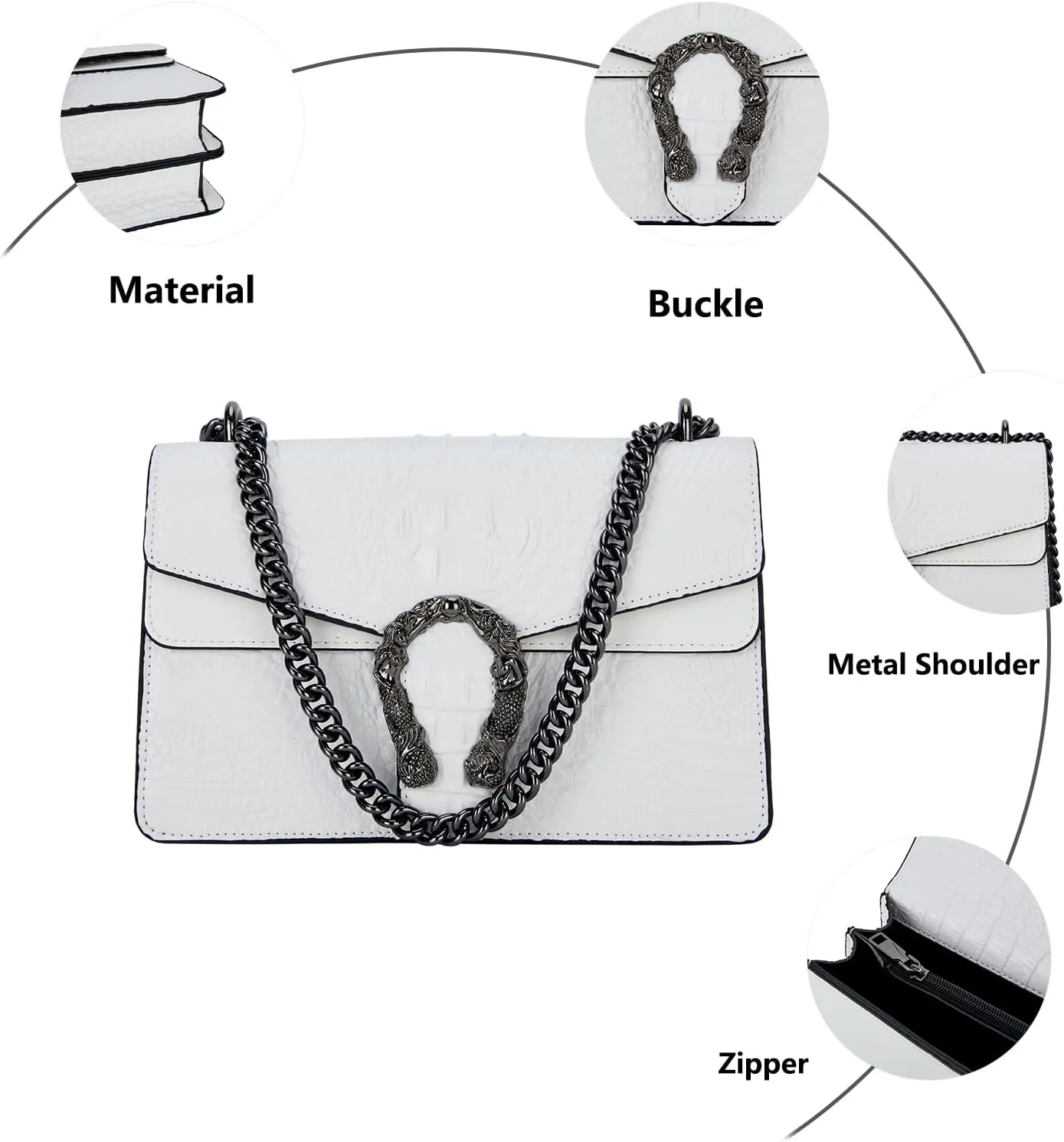 Women's Snake Print Crossbody Shoulder Bag PU Leather Satchel Chain Purse Evening Clutch Handbag