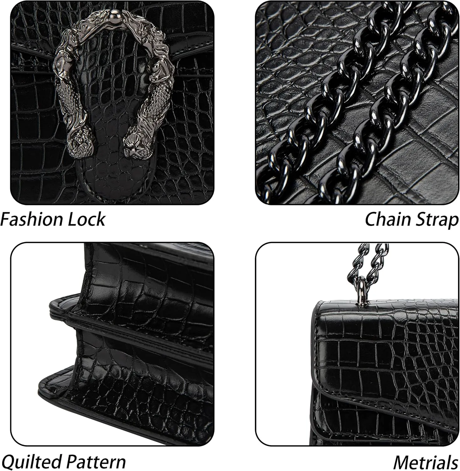 Women's Snake Print Crossbody Shoulder Bag PU Leather Satchel Chain Purse Evening Clutch Handbag