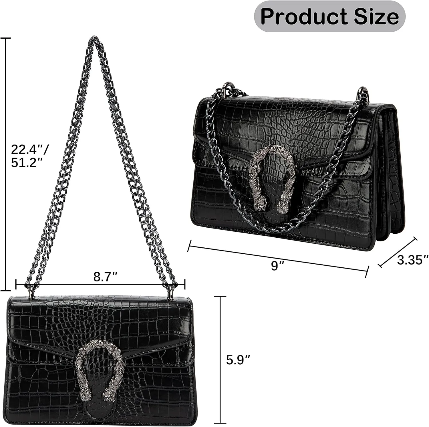 Women's Snake Print Crossbody Shoulder Bag PU Leather Satchel Chain Purse Evening Clutch Handbag