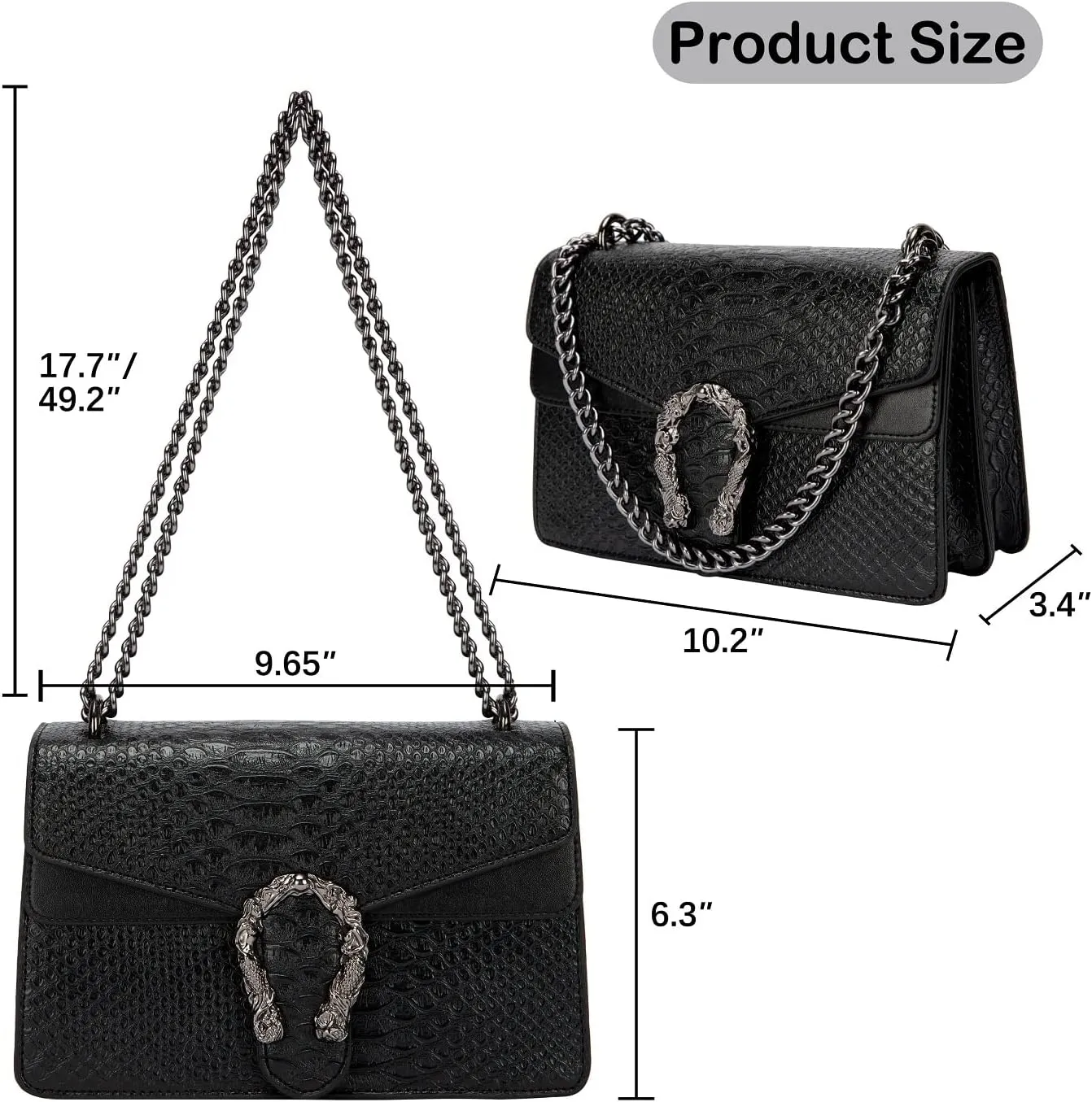 Women's Snake Print Crossbody Shoulder Bag PU Leather Satchel Chain Purse Evening Clutch Handbag