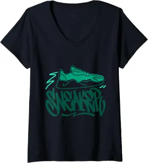 Womens Sneaker Graffiti Artist Street Art Graffiti Tag Urban V-Neck T-Shirt