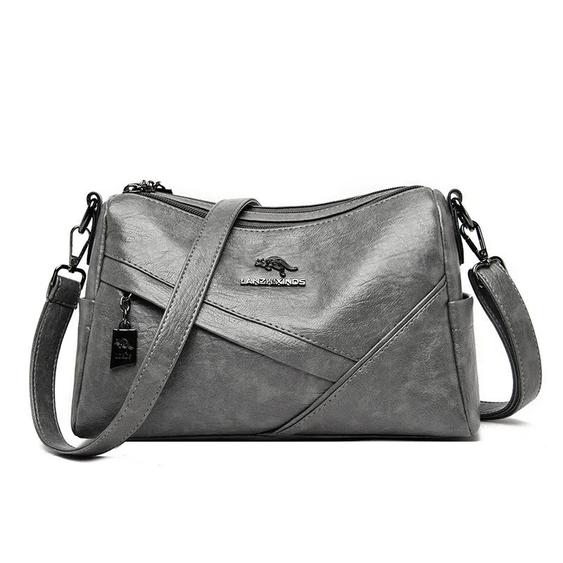 Women's Trendy Soft Leather Korean Style Large Crossbody Bags