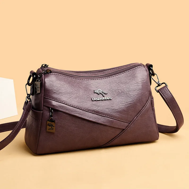 Women's Trendy Soft Leather Korean Style Large Crossbody Bags
