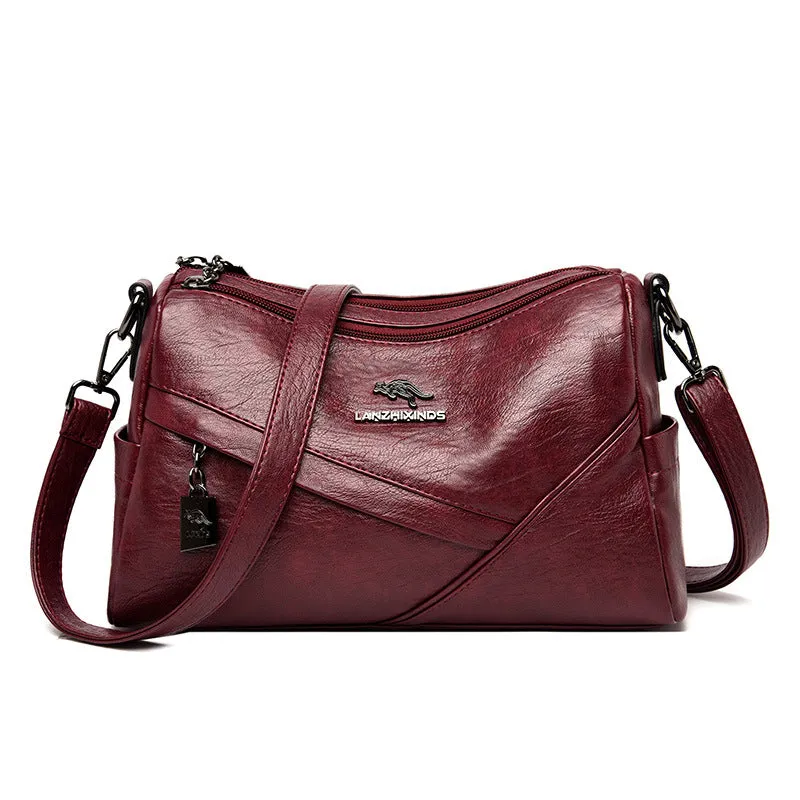 Women's Trendy Soft Leather Korean Style Large Crossbody Bags