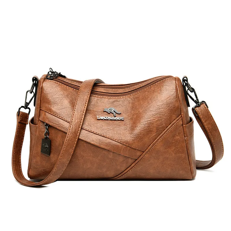 Women's Trendy Soft Leather Korean Style Large Crossbody Bags