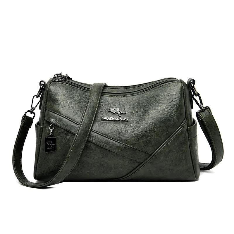 Women's Trendy Soft Leather Korean Style Large Crossbody Bags