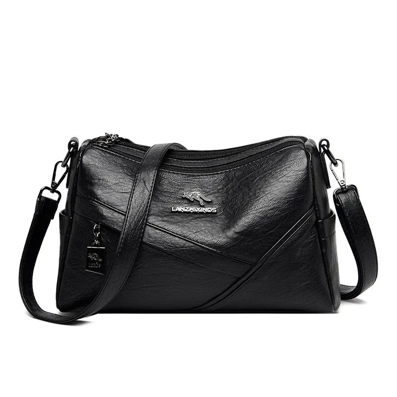 Women's Trendy Soft Leather Korean Style Large Crossbody Bags