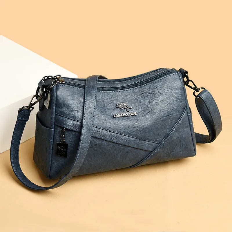 Women's Trendy Soft Leather Korean Style Large Crossbody Bags