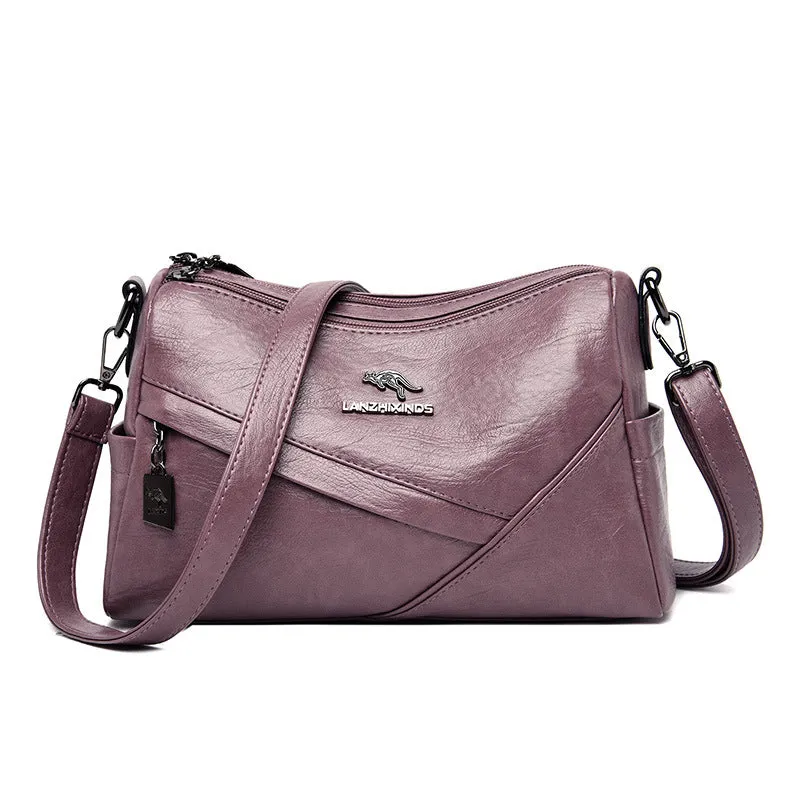 Women's Trendy Soft Leather Korean Style Large Crossbody Bags