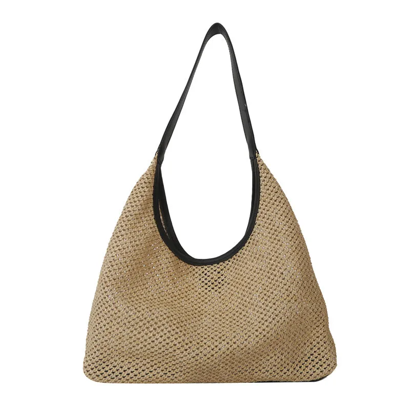 Women's Vintage Weave Straw Large Capacity Underarm Crossbody Bags
