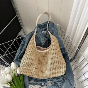 Women's Vintage Weave Straw Large Capacity Underarm Crossbody Bags