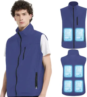 Work Cooling Vest for Men and Women, with 24 Ice Bags Cool Lightweight Fishing Vest, 6 Cooling Zones
