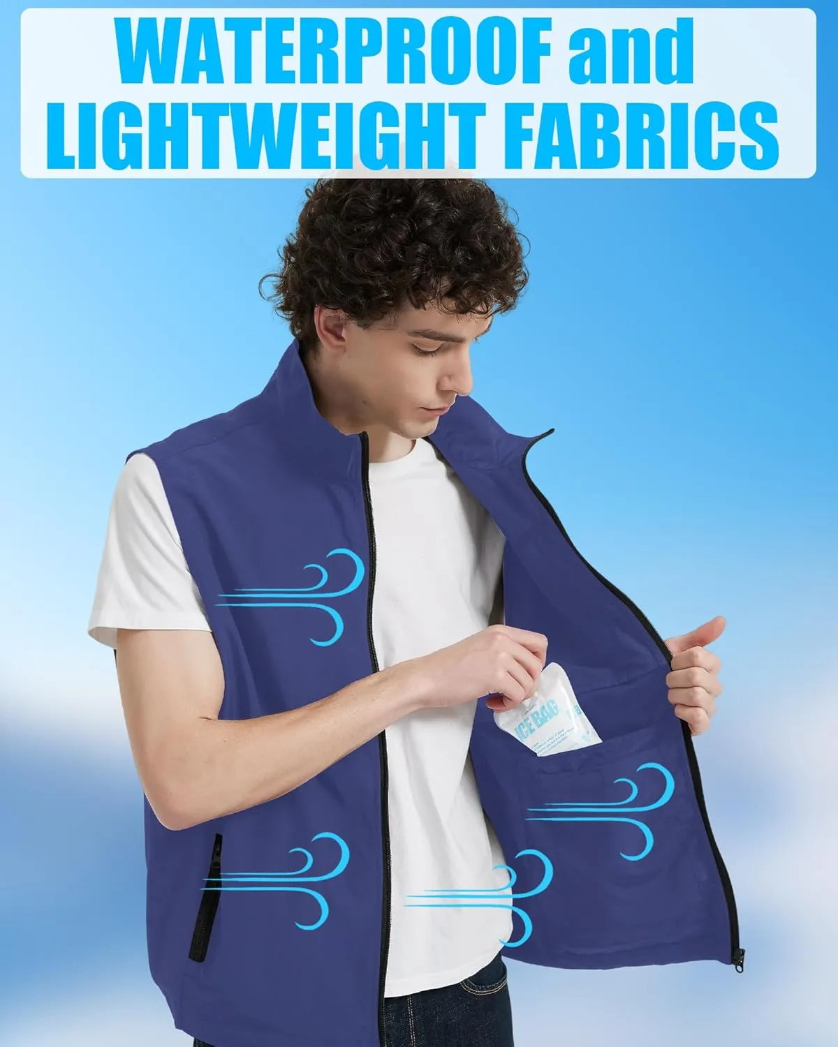 Work Cooling Vest for Men and Women, with 24 Ice Bags Cool Lightweight Fishing Vest, 6 Cooling Zones