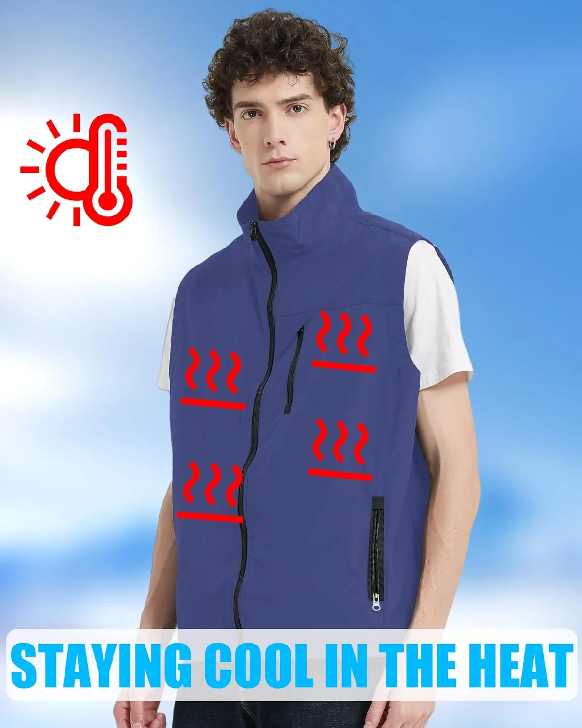 Work Cooling Vest for Men and Women, with 24 Ice Bags Cool Lightweight Fishing Vest, 6 Cooling Zones