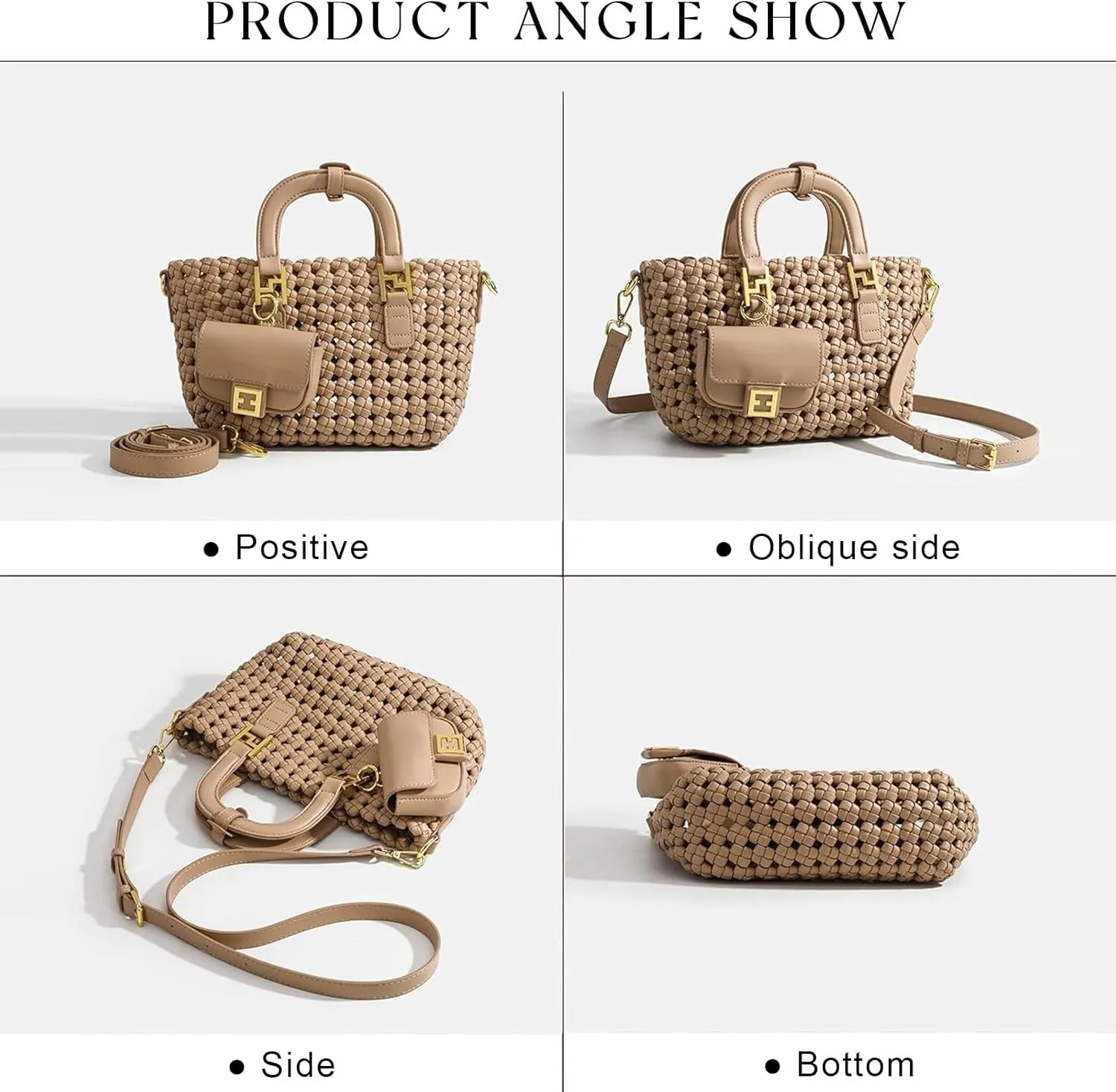 Woven Tote Bag For Women, Fashion Crossbody Shoulder Bag, Casual Top-handle Handbags, and Travel Purses Phone Bag