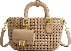 Woven Tote Bag For Women, Fashion Crossbody Shoulder Bag, Casual Top-handle Handbags, and Travel Purses Phone Bag