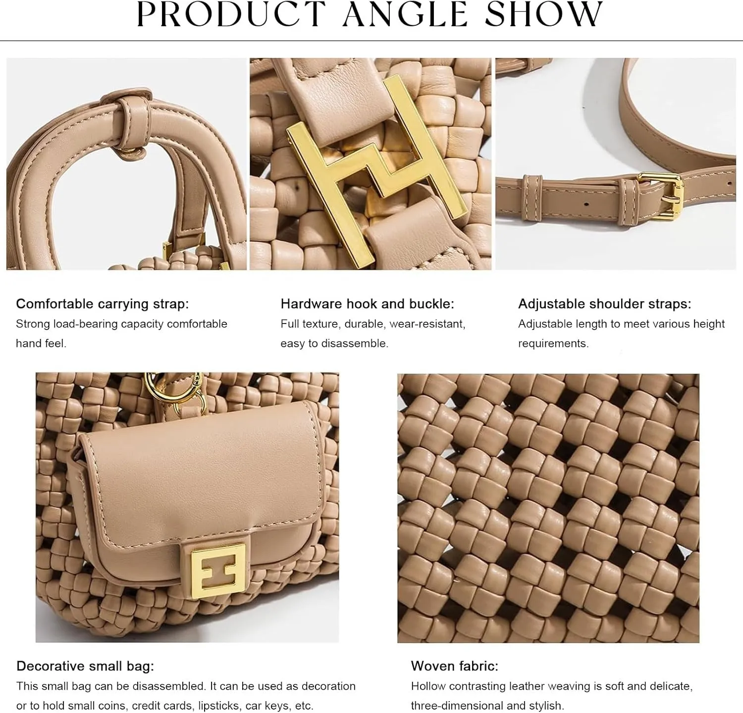 Woven Tote Bag For Women, Fashion Crossbody Shoulder Bag, Casual Top-handle Handbags, and Travel Purses Phone Bag