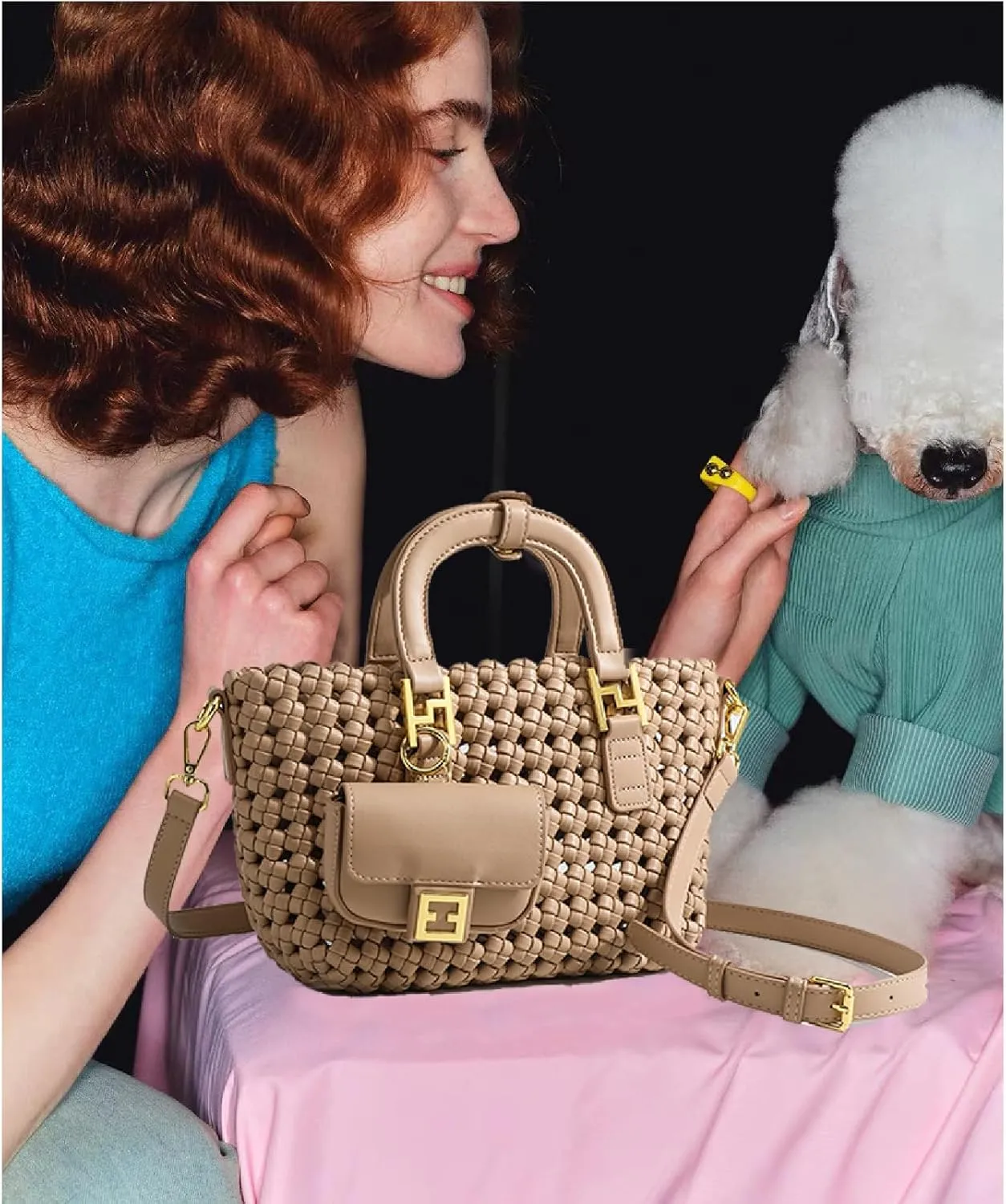 Woven Tote Bag For Women, Fashion Crossbody Shoulder Bag, Casual Top-handle Handbags, and Travel Purses Phone Bag