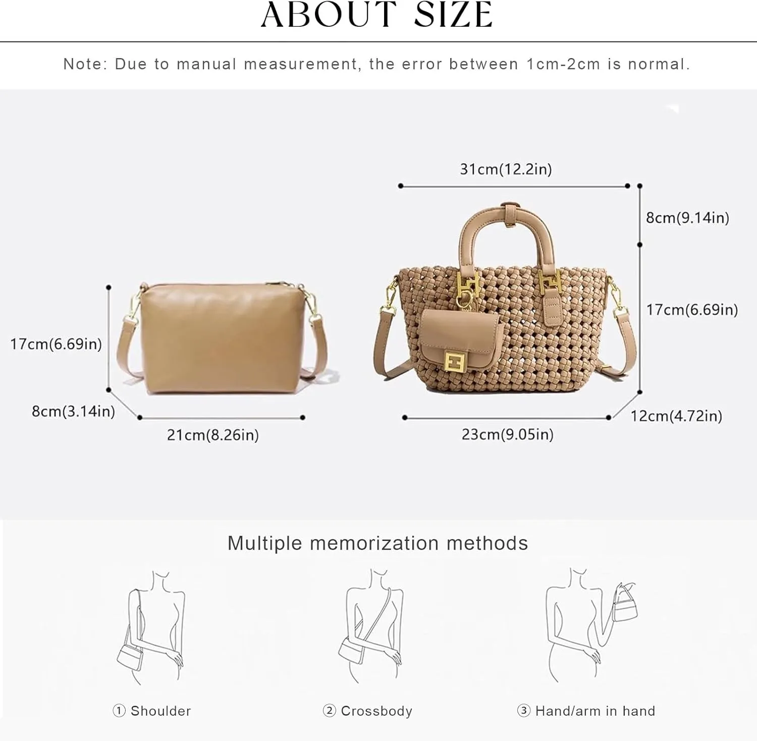 Woven Tote Bag For Women, Fashion Crossbody Shoulder Bag, Casual Top-handle Handbags, and Travel Purses Phone Bag