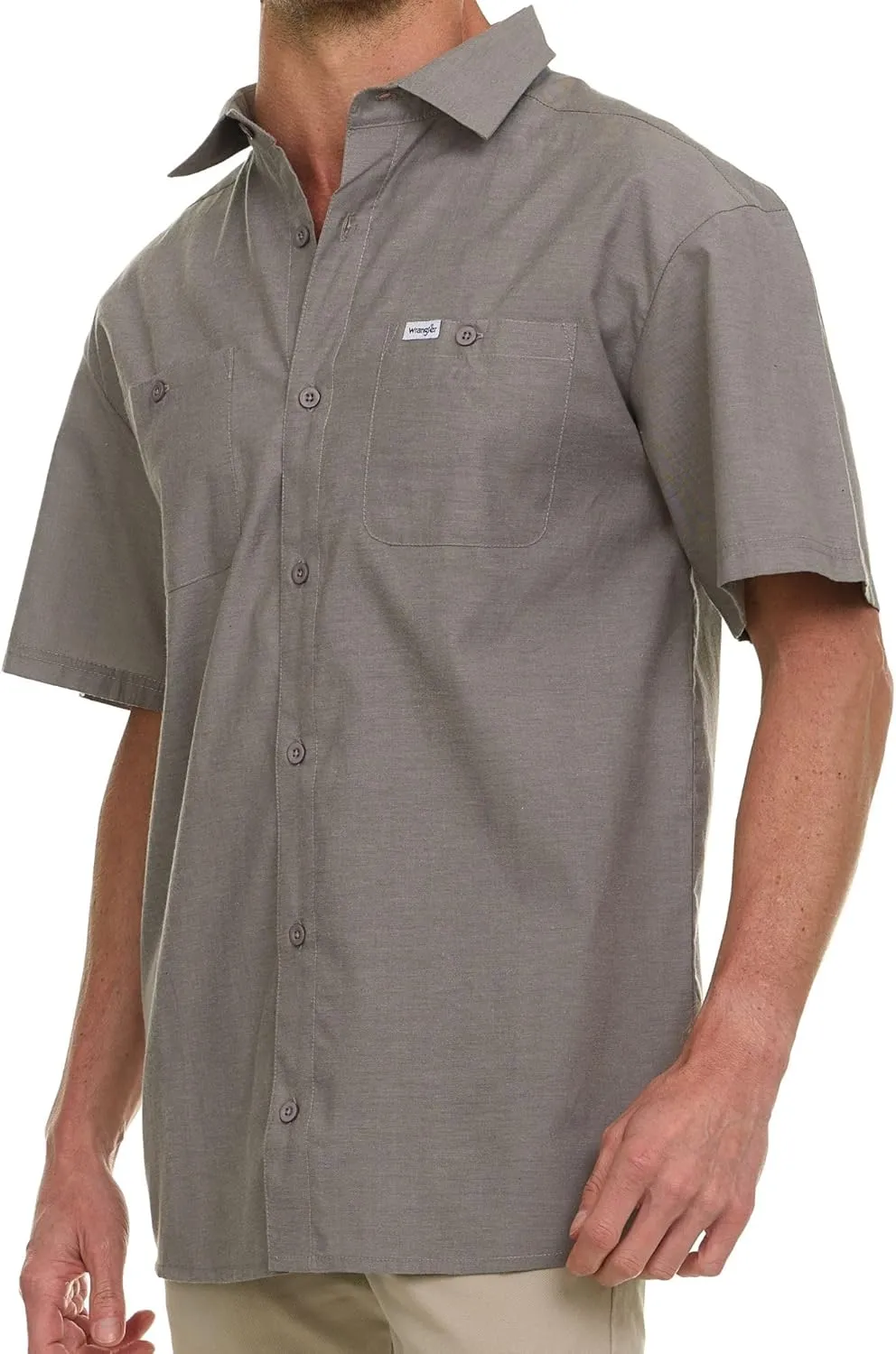 Wrangler Button Up Shirts for Men Big and Tall - Woven Short Sleeve Casual Shirt