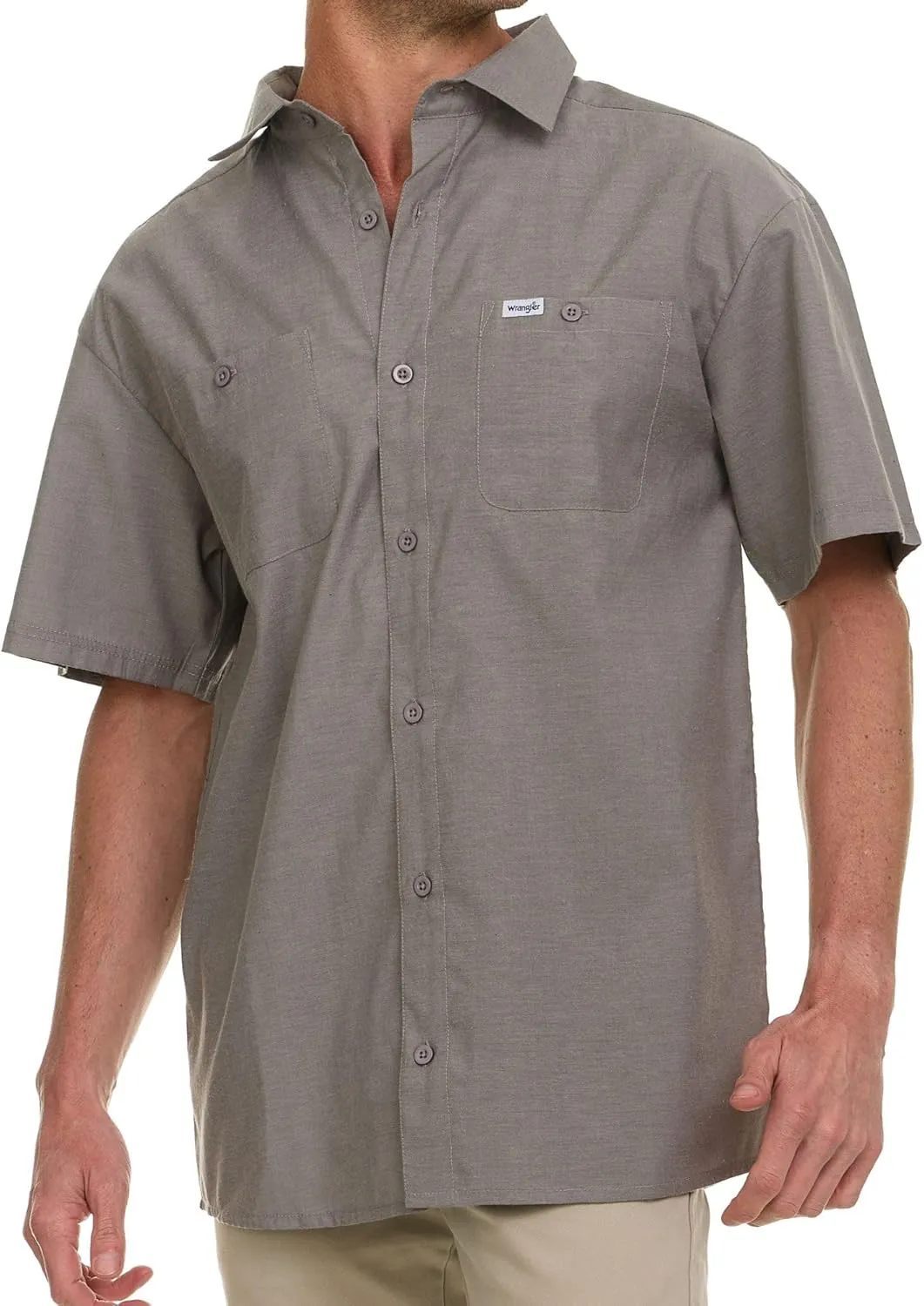 Wrangler Button Up Shirts for Men Big and Tall - Woven Short Sleeve Casual Shirt