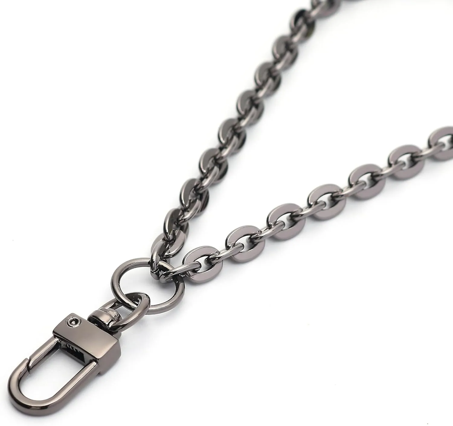 Wrist Strap Wrist Chain Curb (7mm) Oval Wristlet Chain for Handbag Chain Accessories - [Gunmetal]