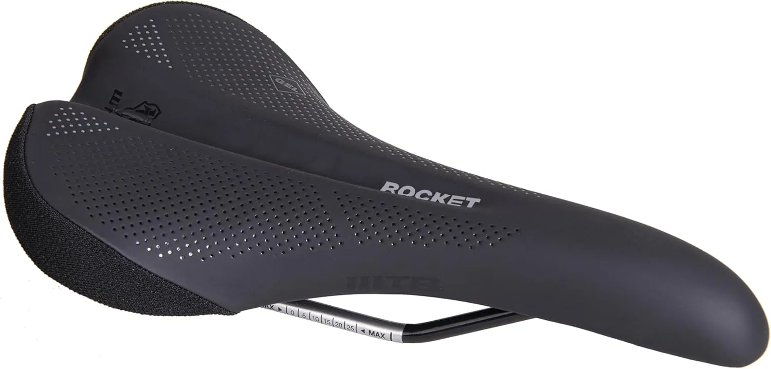 WTB Rocket Bike Saddle - Thick Padding, Contoured Whale-Tail Design for Comfort & Power, Microfiber Cover, Ideal for E-Bikes, Available in Medium or Wide with Steel, Cromoly, or Titanium Rails