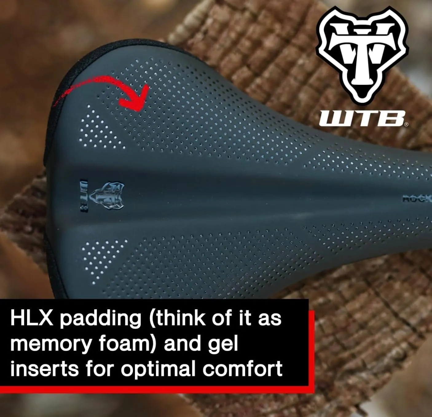WTB Rocket Bike Saddle - Thick Padding, Contoured Whale-Tail Design for Comfort & Power, Microfiber Cover, Ideal for E-Bikes, Available in Medium or Wide with Steel, Cromoly, or Titanium Rails