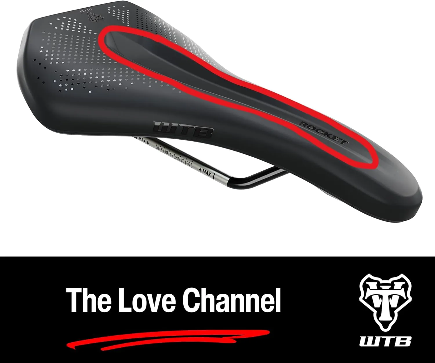 WTB Rocket Fusion Form E-Bike MTB Saddle, Available with Titanium, Stainless Steel, Chromoly, and Steel Rails, Fusion Form Base, Thick Padding Support, Integrated Handle