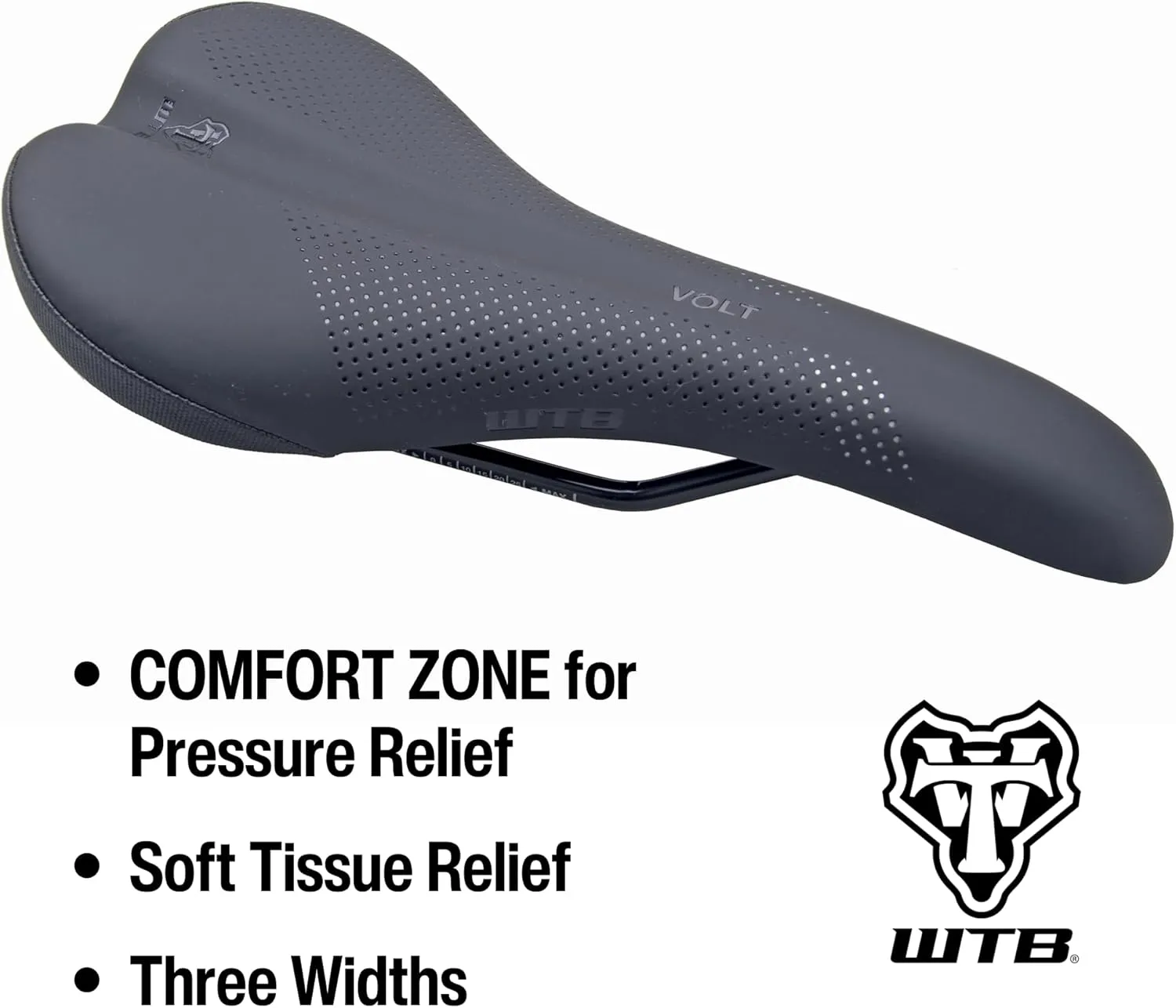 WTB Volt Bike Saddle - Comfortable Medium Thickness Padding, Contoured Shape with a Flex-Tuned Shell - Lightweight MTB Saddle for Optimal Support & Performance
