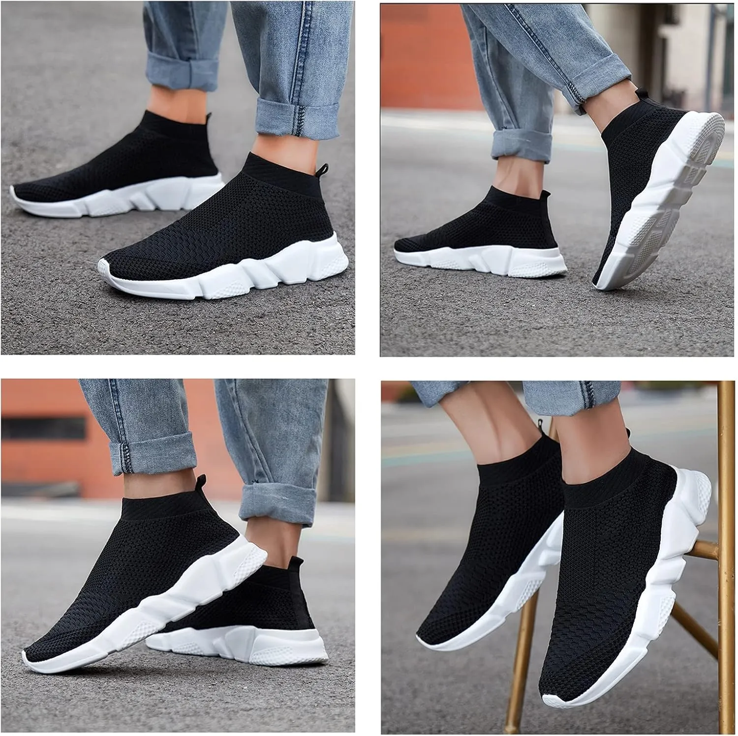 WXQ Men's Running Shoes Comfortable Lightweight Breathable Walking Shoes Mesh Workout Casual Sports Shoes