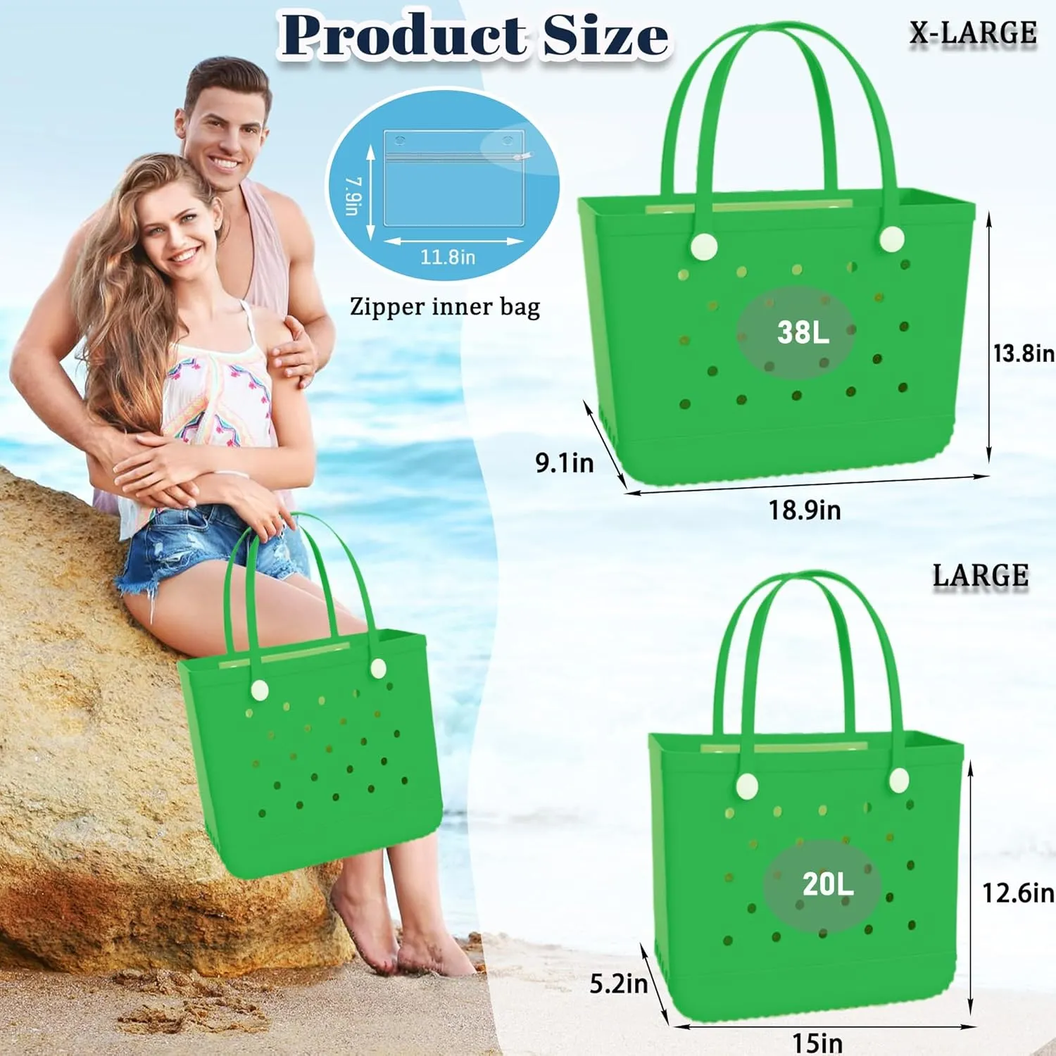X-Large Rubber Tote Bag Waterproof Beach Washable Handbag Storage Bags Durable Modern Travel SportsTote Bag