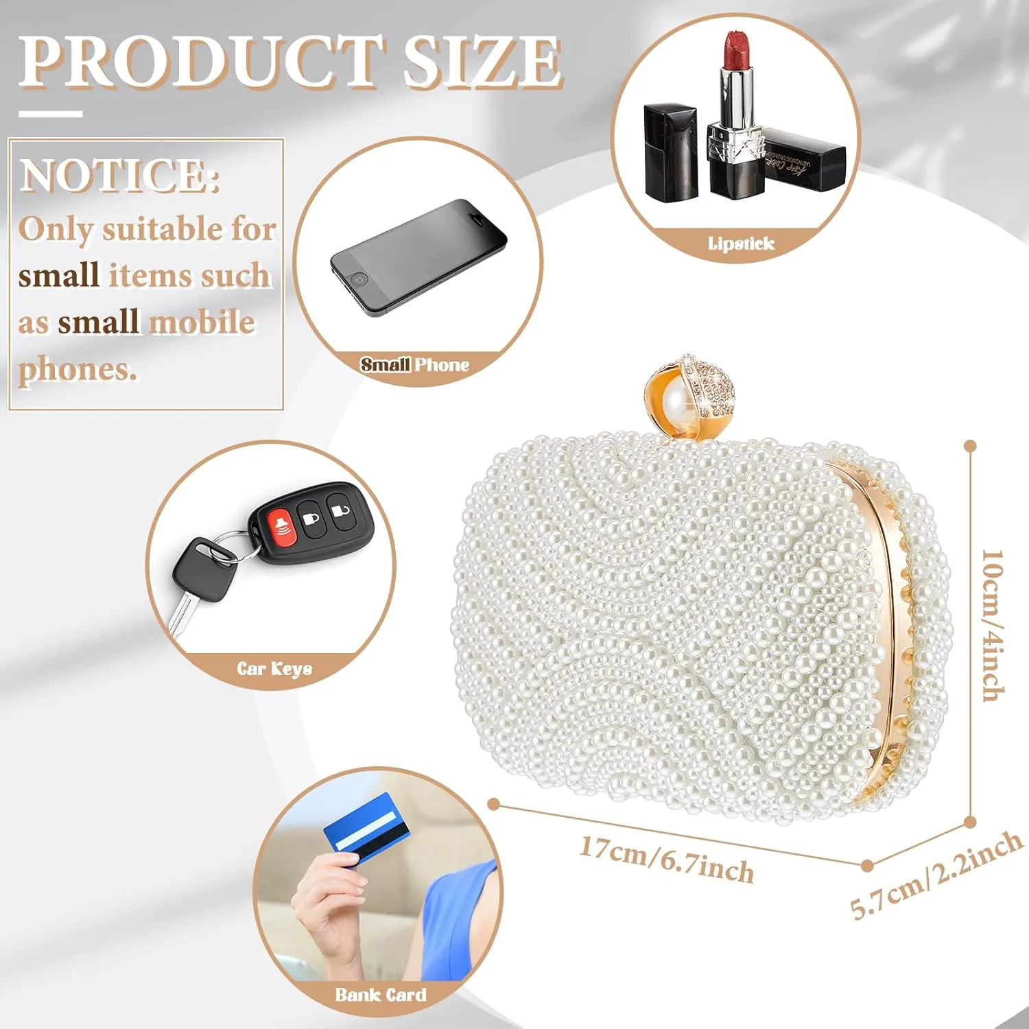 Xuhal Pearl Clutch Purse Women Evening Bag Beaded Handbag Artificial Pearl Bride Purse with Chain for Wedding 1920s Party