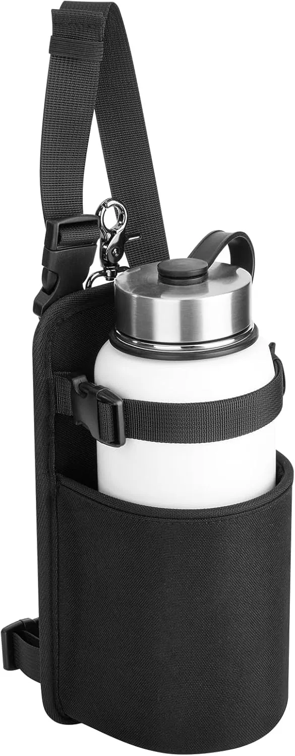 Xxerciz Water Bottle Holder for Horse Saddle, Nylon Water Bottle Carrier Bag with Metal Clip and Handle Strap for English Western Saddles