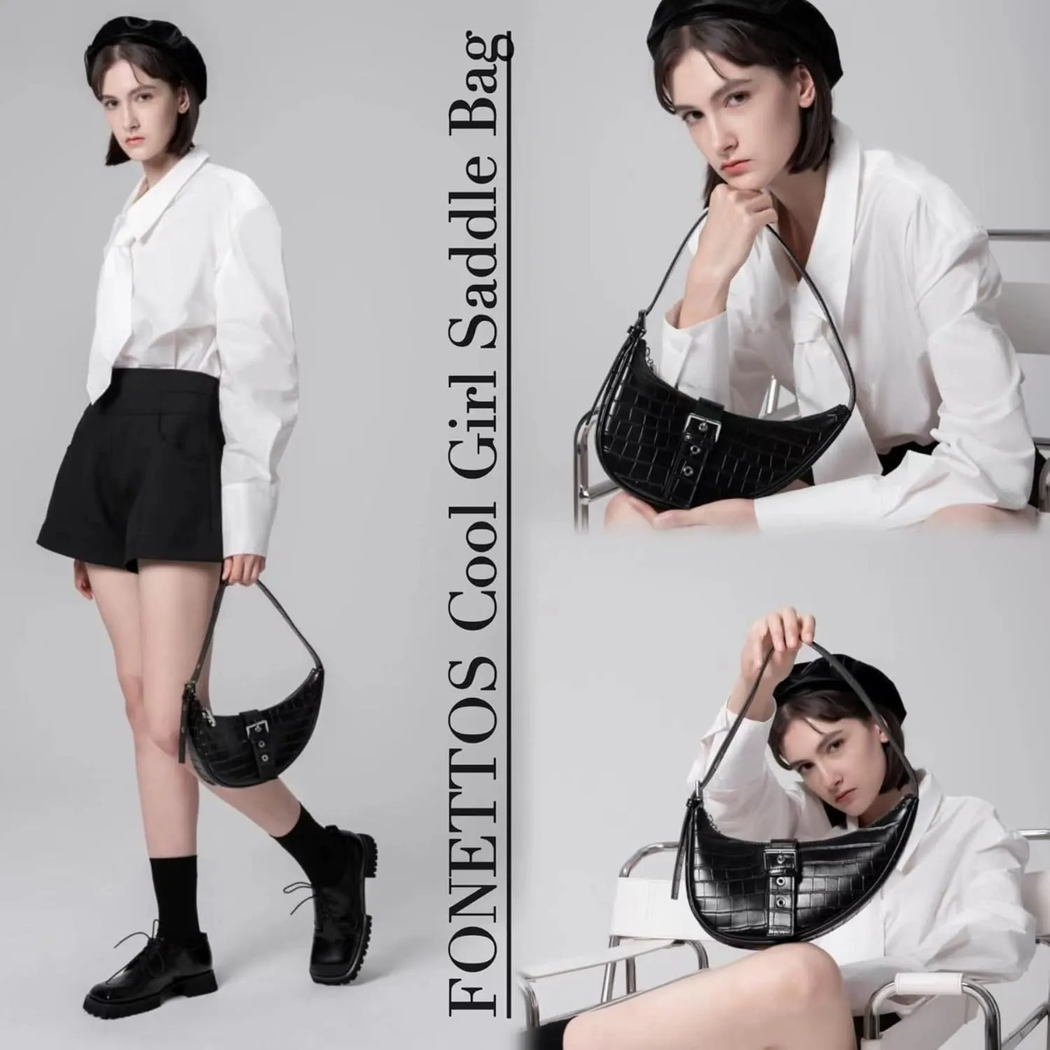 Y2K Saddle Hobo Bag, Women Shoulder Purse Moon Bag Handbag Fashion for Girls