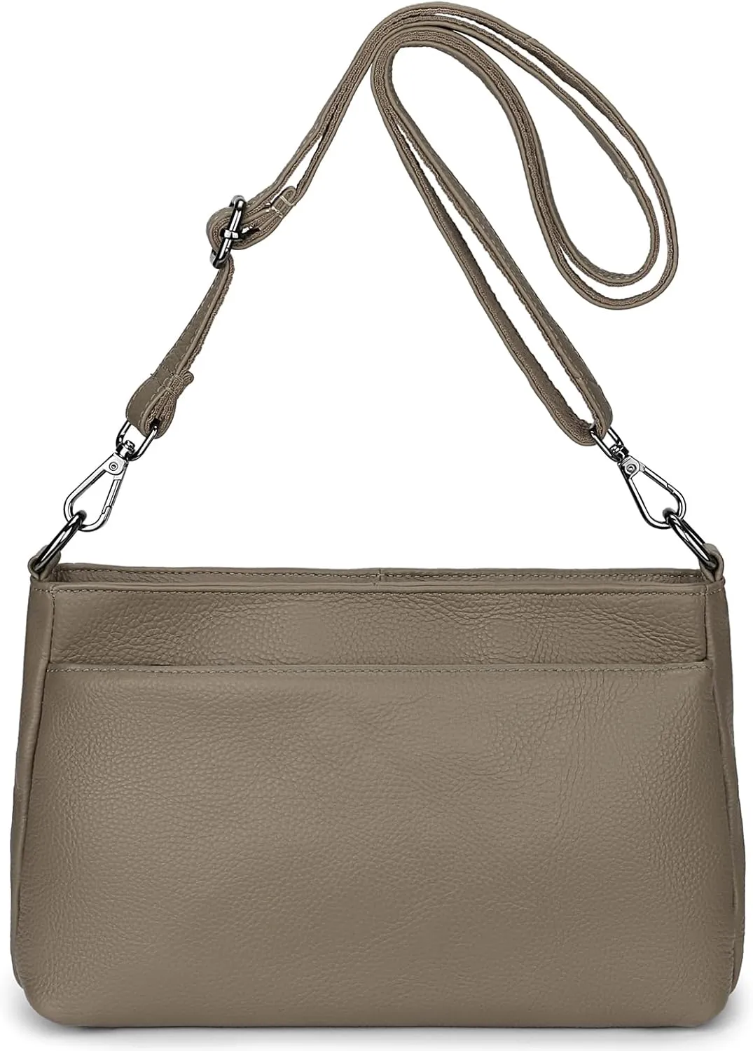 YALUXE Women's Real Leather Shoulder Bag Medium Size Handbag Purse with Multi Zip Pockets