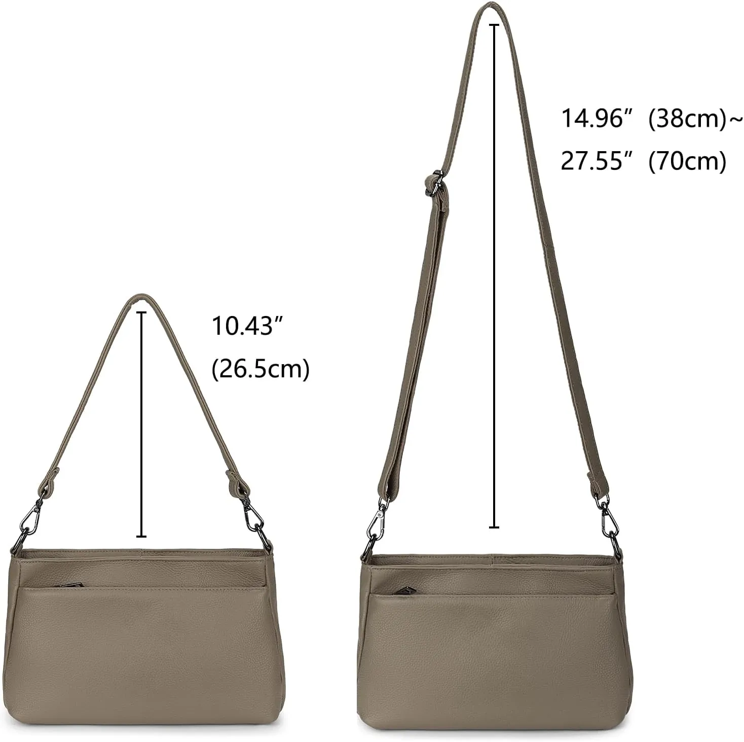 YALUXE Women's Real Leather Shoulder Bag Medium Size Handbag Purse with Multi Zip Pockets