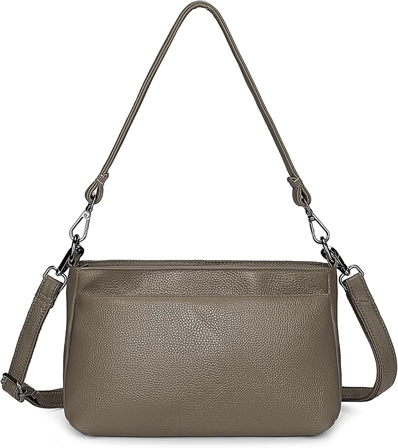 YALUXE Women's Real Leather Shoulder Bag Medium Size Handbag Purse with Multi Zip Pockets