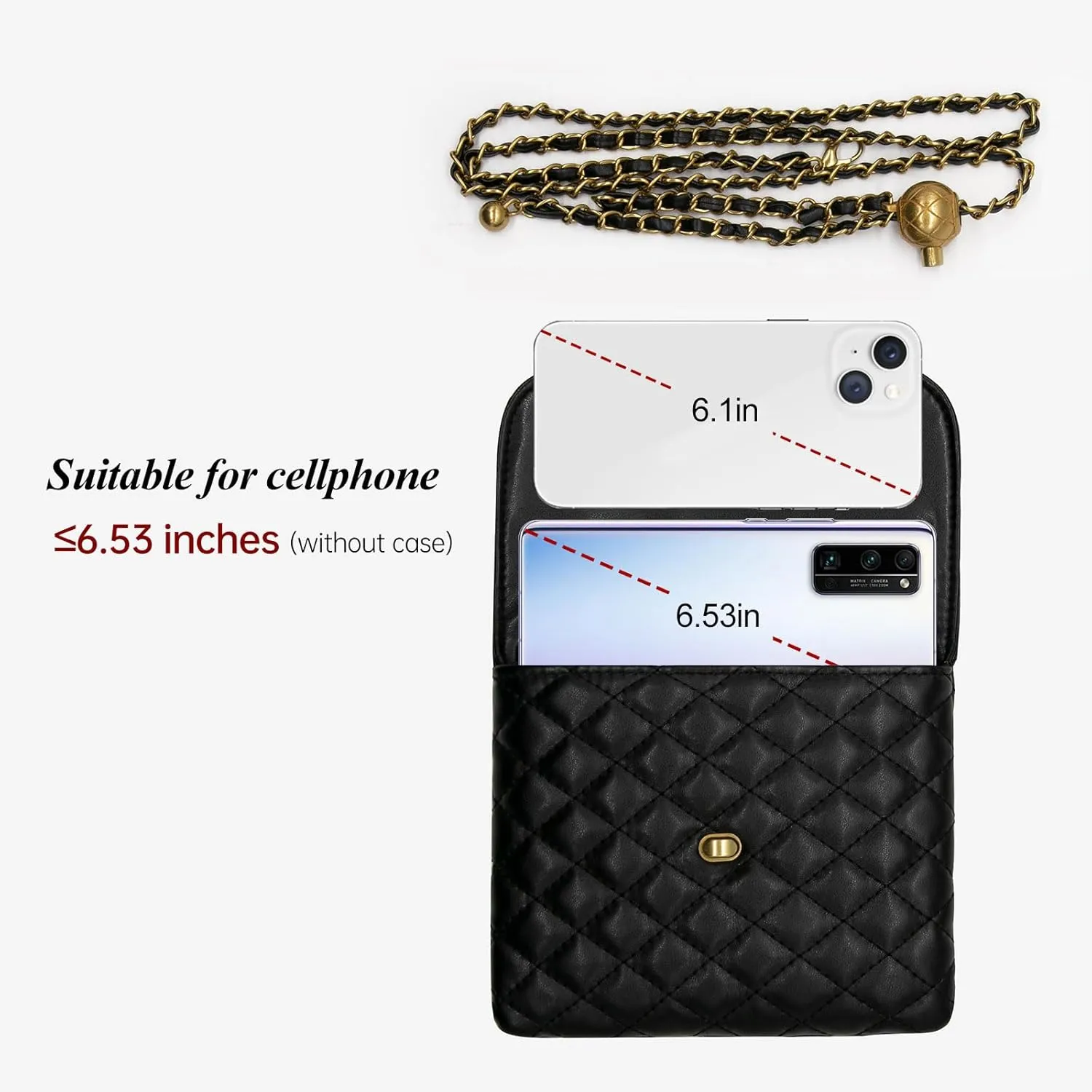 YAMEIZE PU Leather Chain Belt Bag for Women - Crossbody Waist Bag Fanny Pack Detachable Belt Chain Women Evening Mini Handbag
