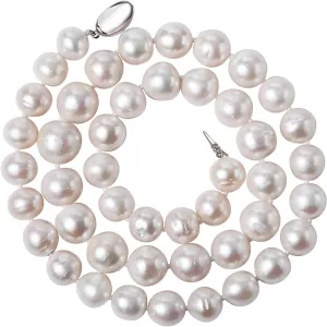 YAMI 11-12mm Natural White Freshwater Cultured Pearl Necklace for Women, 18/20/22/24Inch Length Genuine Real Pearl Strand Necklace with 925 Sterling Silver Pea Clasp, Jewelry Gifts for Mom Grandmother