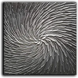 YaSheng Art - Abstract Art Oil Paintings on Canvas Silver Gray Gradient color Abstract Artwork Modern Home Decor Canvas Wall Art Ready to Hang for Living Room Bedroom 24x24 Inch