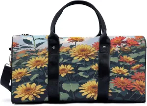 Yellow red sunflower bush Travel Duffel Bag for Woman Weekender Bag Man Tote Gym Bag Sport Gym Bag Hospital Bag for Labor and Delivery Overnight Bag Luggage Bag