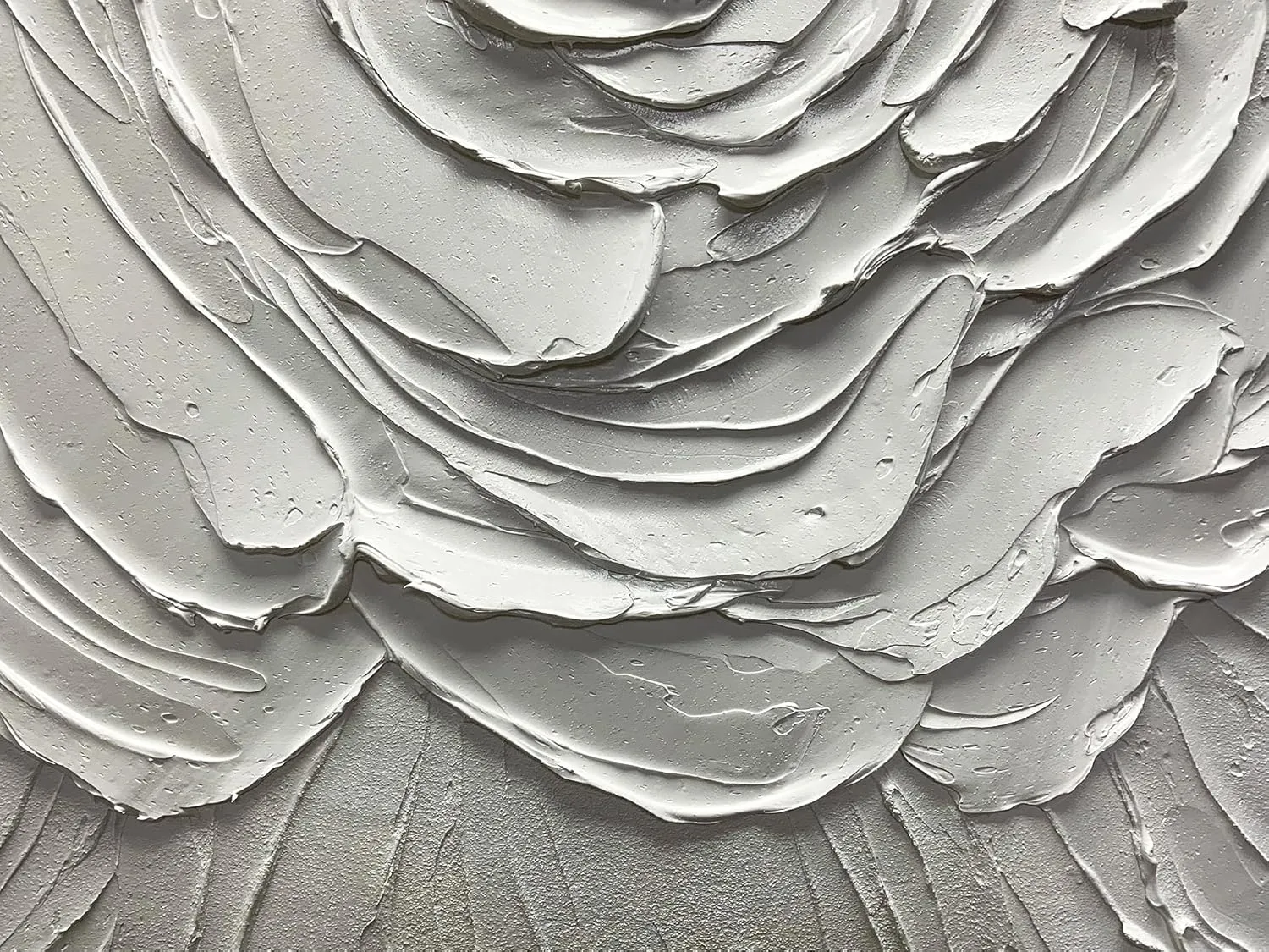 Yika Art Canvas Paintings, Wall Art Thick Texture Modern Gorgeous Abstract Hand Painted Abstract Oil Painting on Canvas Modern Wall Art Decor White Flower 24x36 inches