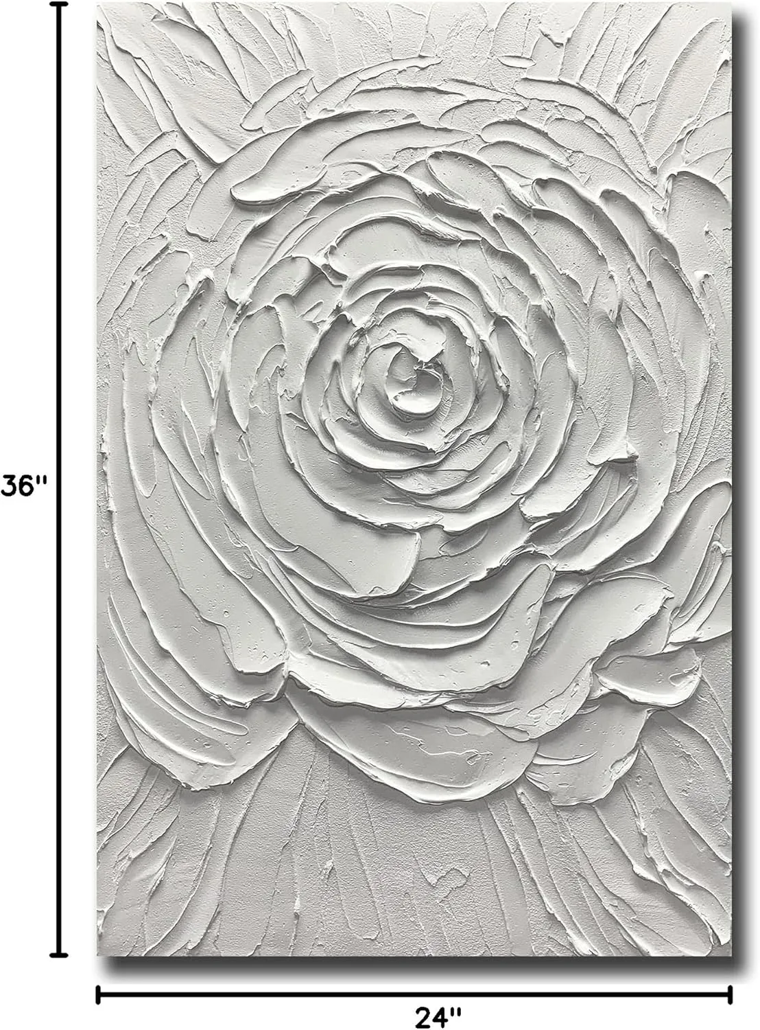 Yika Art Canvas Paintings, Wall Art Thick Texture Modern Gorgeous Abstract Hand Painted Abstract Oil Painting on Canvas Modern Wall Art Decor White Flower 24x36 inches