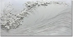 Yika Art Canvas Paintings, Wall Art Thick Texture Sea Wave Painting Modern Gorgeous Abstract Hand Painted Abstract Oil Painting on Canvas Modern Wall Art Decor 24x48 inches