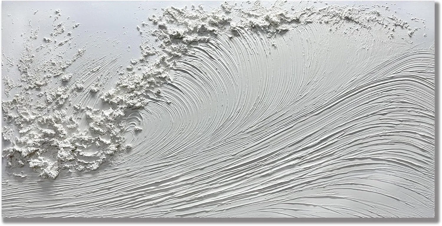 Yika Art Canvas Paintings, Wall Art Thick Texture Sea Wave Painting Modern Gorgeous Abstract Hand Painted Abstract Oil Painting on Canvas Modern Wall Art Decor 24x48 inches