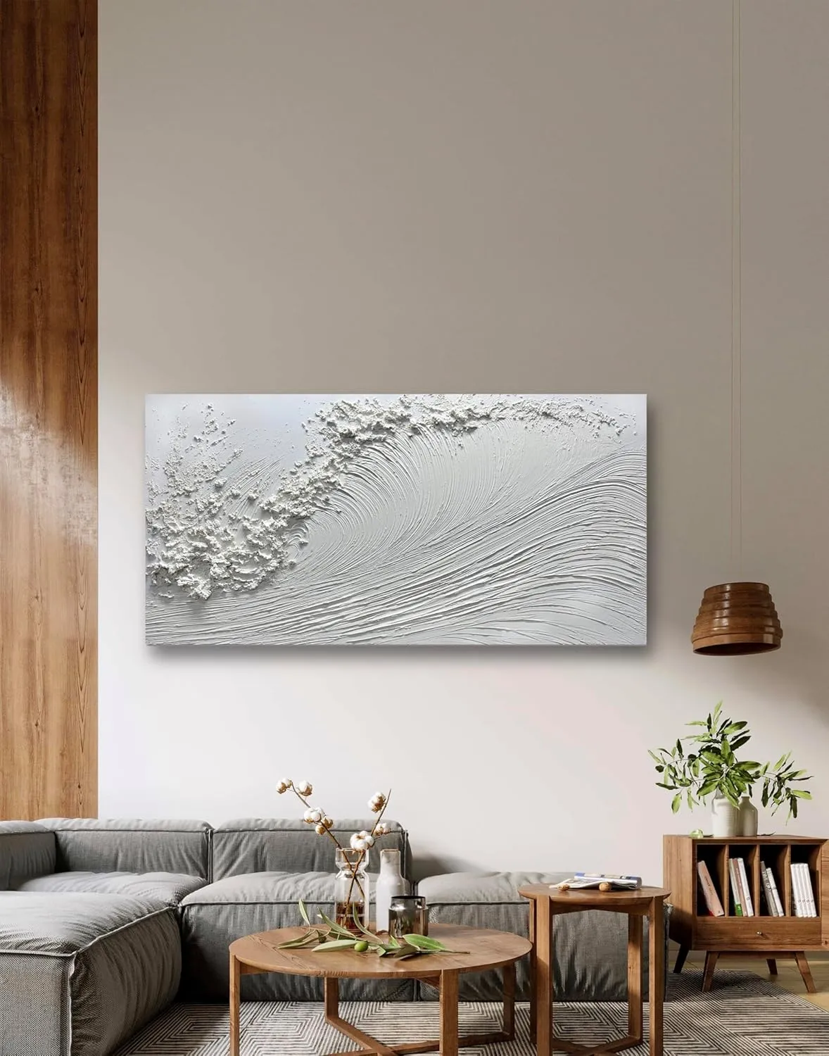 Yika Art Canvas Paintings, Wall Art Thick Texture Sea Wave Painting Modern Gorgeous Abstract Hand Painted Abstract Oil Painting on Canvas Modern Wall Art Decor 24x48 inches